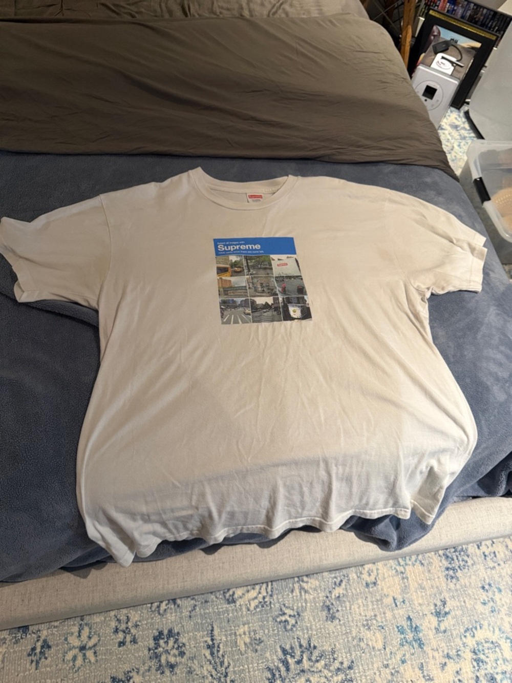 Supreme White Graphic Photo Collage Tee